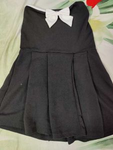 Tube bow mini dress black