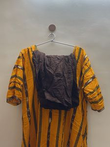 Striped Yellow & Brown Salwar Kameez