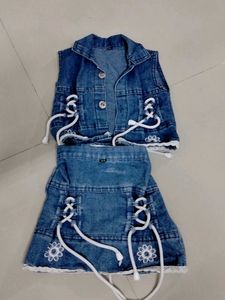 Denim Skirt And Shrug For 1-2 Year Girl