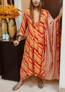 Khadi cotton, multicolour three piece suit