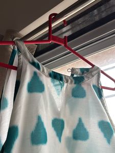 White &amp; Teal Print Sundress