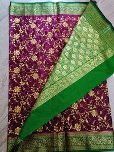 Banarasi Silk Saree Heavy Embroidery Without Blous