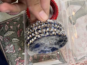 Sparkling Bangle Set BLUE AND RED