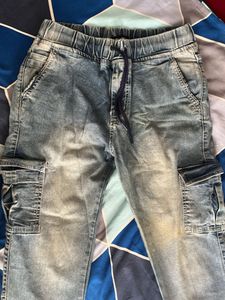 Denim Cargo Joggers