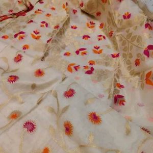 Floral Print Soft Jamdani Saree