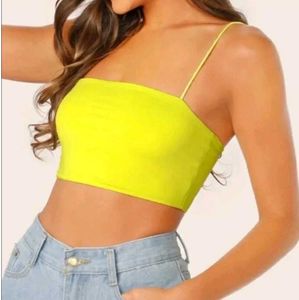 SHEIN  neon  yellow crop top strap