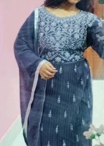 Beautiful Grey Blue Embroidered Suit – Brand New,