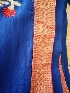 Elegant Blue Embroidered Saree with Blouse