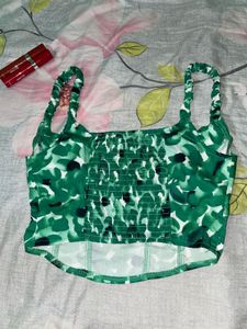Green Floral Corset Top