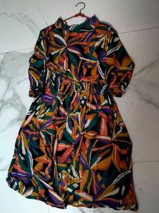 Colorful Abstract Print Midi Dress