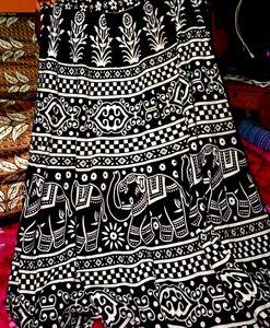 full length flare skirt with elephant print.