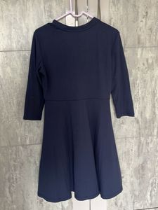 Navy Ribbed Fit &amp; Flare Dress