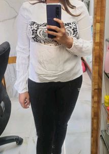 Forever 21 White Lace Detail Top