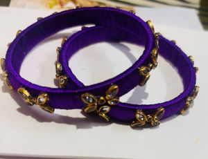 Purple Stone Bangles (Set of 2)