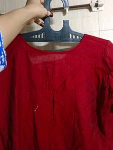 Red Embroidered Kurta