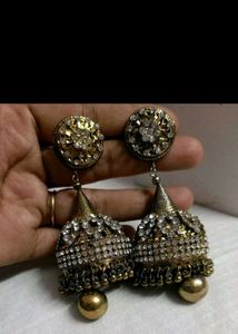 2 Golden Jumkas And Bangles New