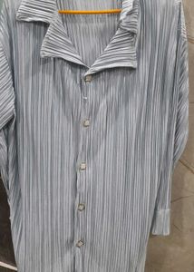 Pleated Button-Down Shirt