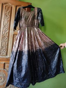 Shimmer Evening Gown Black And Copper Combo