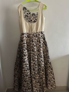 Elegant Beige &amp; Black Party Dress