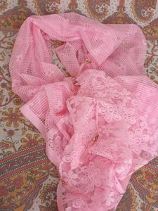 Pink Lace Dupatta