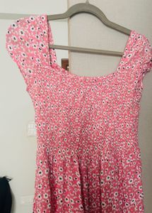 Pink Floral Midi Dress