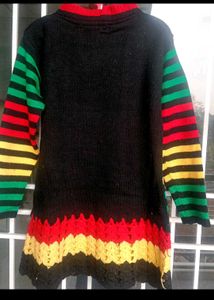 S-M Vintage Rasta Knit Sweater Dress