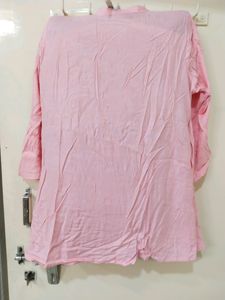 Peach Colour Shirt With Embroidery Flower Design
