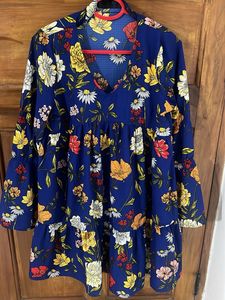 Floral Print Blue Mini Dress