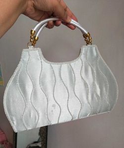 White Beaded Pearl Handbag