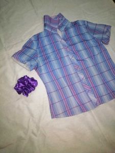 Vintage Plaid Button-Up Top