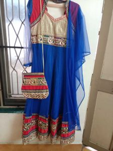 Royal Blue Embroidered Anarkali Dress 💙✨