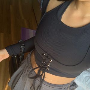 Ribbed Corset Crop Top