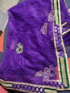 Purple Net Saree