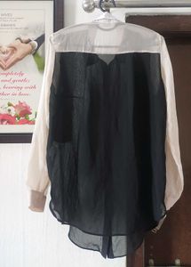 Sheer Black Button-Up Top