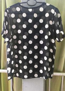 Polka Dot Mesh Top