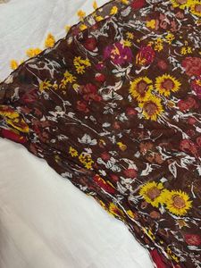 Brown floral dupatta
