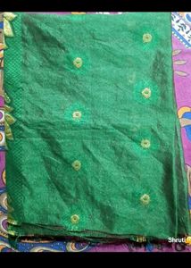 Green And Black Color Saree With Blouse Piece