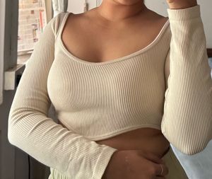 Zara Beige Ribbed Long Sleeve