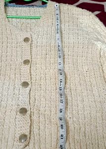 Cream Knit Button-Down Cardigan