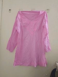 Embroidery Pink Kurta Top