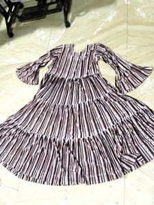 Striped Tiered Midi Dress