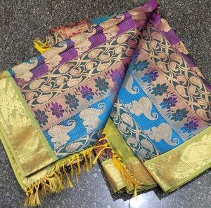 Multicolor Pattu Saree[without Blouse]