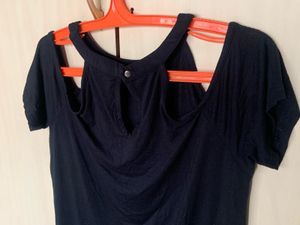 Global Desi Women Black Solid Cold Shoulder Top