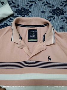 Flick Striped Polo T-Shirt (🩷🤍💙)