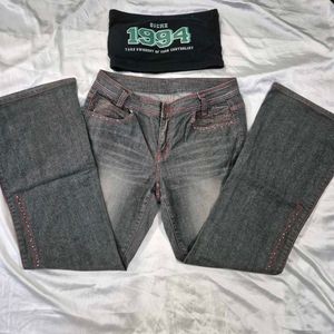 Low Waist Bootcut Denim Jeans Y2k