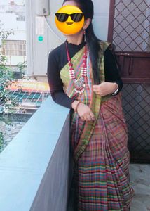 Colorful Pure Cotton Gamcha Style Saree