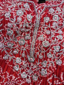 orange Printed embroidery Kurta