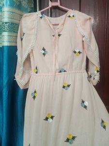 Pink Floral Embroidered Dress