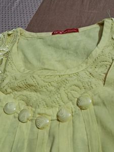 Branded Yellow Embroidered Cotton Tunic.Not Used
