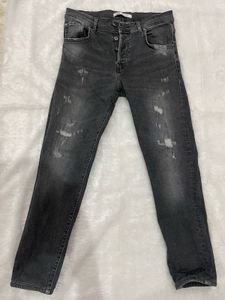 Zara Distressed Black Denim Jeans
